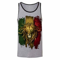 Rasta Lion Rastafarian Haile Selassie Men's Tank Top Shirts Athletic Heather / Black Large