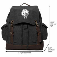 Golden Retriever Gentle Dog Vintage Canvas Rucksack Backpack with Leather Straps