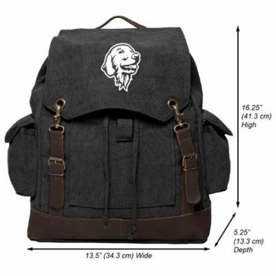 Golden Retriever Gentle Dog Vintage Canvas Rucksack Backpack with Leather Straps