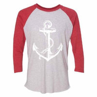 White Anchor 3/4 Raglan Tee Jersey Red / White Large