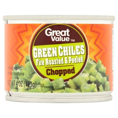 Great Value Chopped Fire Roasted & Peeled Green Chiles, 4 oz (Pack of 2)