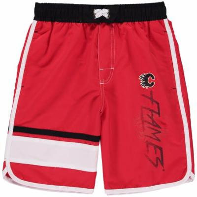 Calgary Flames Youth Color Block Swim Trunks - Red