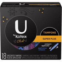 U by Kotex Click Unscented Tampons Super Plus 18 Each (Pack of 3)