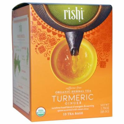 Rishi Tea, Organic Herbal Tea, Turmeric Ginger, Caffeine-Free, 15 Tea Bags, 1.75 oz(pack of 2)