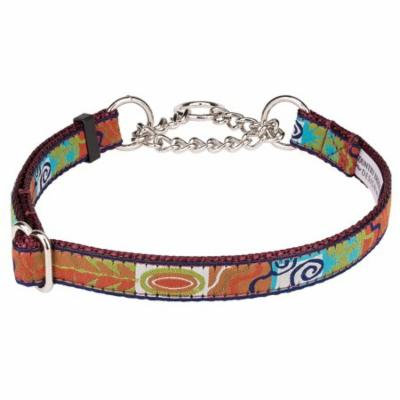 Country Brook Design® Fall Frenzy Woven Ribbon on Burgundy Half Check Collar