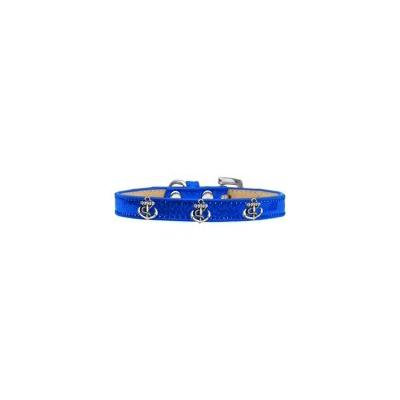 Silver Anchor Widget Dog Collar Blue Ice Cream Size 10
