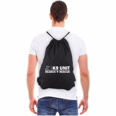 K-9 Unit Search and Rescue Reusable Canvas Drawstring Bag, Black & White
