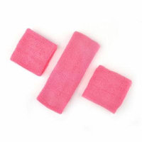 GOGO Thick Solid Color Sweatband Set (1 Headband + 2 Wristbands), Price for ONE DOZEN-Pink