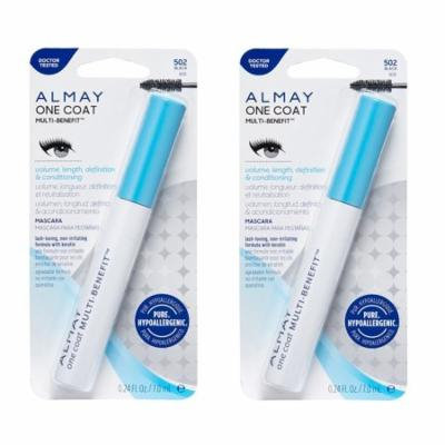 Almay One Coat Multi-Benefit Volume, Length, Definition & Conditioning Mascara # 502 Black (Pack of 2)