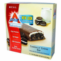 Atkins, Advantage, Cookies n' Creme Bar, 5 Bars, 1.7 oz Each(pack of 4)
