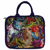 Laurel Burch Blossoming Woman Foil Portable Hanging Cosmetic Makeup Bag
