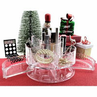 Acrylic Jewelry & Cosmetic Makeup Organizer Round With 2 Drawers and 6 Compartments