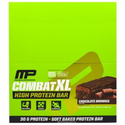 MusclePharm, Combat XL, High Protein Bar, Chocolate Brownie , 12 Bars, 38 oz (pack of 1)