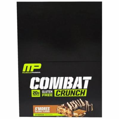 MusclePharm, Combat Crunch, S'mores, 12 Bars, 2.22 oz (63 g) Each(pack of 4)