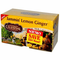 Celestial Seasonings, Herbal Tea, Jammin' Lemon Ginger, Caffeine Free, 20 Tea Bags, 1.6 oz(pack of 6)