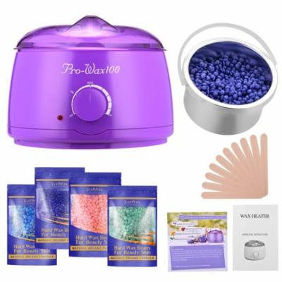 Fitnate Stylish Electric Hair Removal Heater Hot Wax Warmer Set w/ 4 Pack of Wax Beans & 10 Sticks,160F- 240F Control