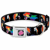 Dog Collar MLPD-My Little Pony Logo Black Pink - Rainbow Dash CLOSE-UP Pet Collar