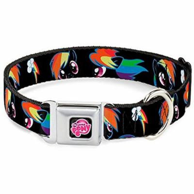 Dog Collar MLPD-My Little Pony Logo Black Pink - Rainbow Dash CLOSE-UP Pet Collar