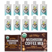 Four Sigmatic Mushroom Coffee with Lion's Mane & Chaga To Go + Organic Cold Pressed Unrefined Coconut Oil Packets with Added MCT Oil (Lion's Mane & Chaga, 10 Mushroom Coffee + 10 Coconut Oil Packets)