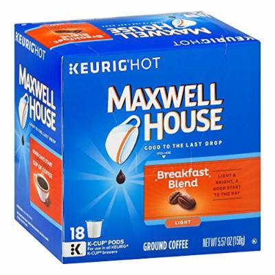 Maxwell House Breakfast Blend Coffee, K-CUP Pods, 18 Count