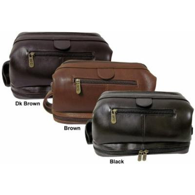 AmeriLeather Leather Toiletry Bag - Dark Brown