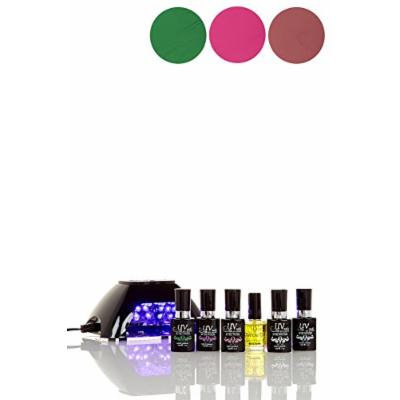 UV-NAILS BEST Salon Quality UV Gel Nail Polish Starter Kit with Black LED Lamp colors: G-49, G-20, G-29