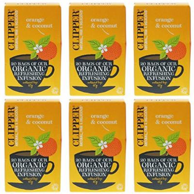 (6 PACK) - Clipper - Organic Orange & Coconut | 20 Bag | 6 PACK BUNDLE