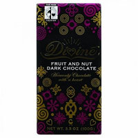 Divine Chocolate Bar - Dark Chocolate - Fruit and Nut - 3.5 oz Bars - Case of 10 - Kosher
