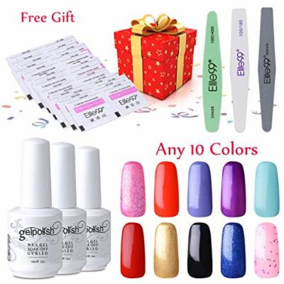 Elite99 Pick Any 10 Colors Soak Off Gel Nail Polish UV LED Color Nail Art Gift Set + Nail Sanding Files Buffer Polisher Manicure Tools + 20 PCS Free Remover Wraps