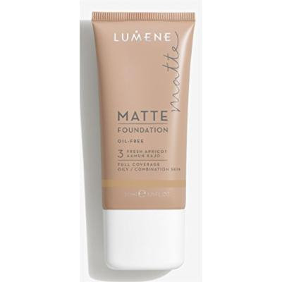 Lumene Matt Control Oil Free Foundation for Oily and Combination Skin Full Coverage with Arctic Cloudberry 30 ml / 1.0 Fl.Oz. (3 Fresh Apricot)