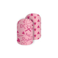 Jamberry Ribbons & Hearts Nail Wrap 0316 43A1 (Full Sheet) Breast Cancer Awareness