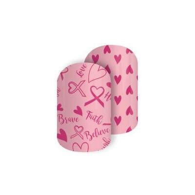 Jamberry Ribbons & Hearts Nail Wrap 0316 43A1 (Full Sheet) Breast Cancer Awareness
