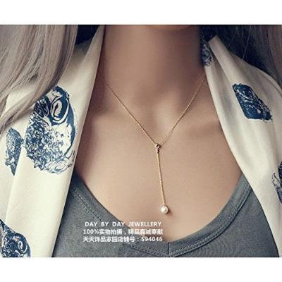 Generic Japan_and_South_ Korea spring _and_ summer _selling_ 18k gold pearl chain clavicle _word_ chain fashion _delicate_low_ collar necklace pendant collar accessories