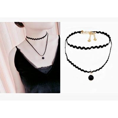 Generic Neck _and_ neck jewelry chain necklace pendant European _and_ American decorative straps _sexy_ black lace collar women girl neckband Double -k