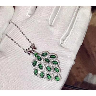 Generic 925_ sterling silver _full_ diamond Emerald Emerald Peacock _coat_noble_ temperament ladies wedding party necklace pendant