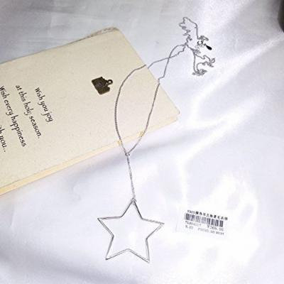Generic s925 silver Korean fashion simple long sweater chain _exaggerated_geometric_pentagram_ necklace pendant jewelry hollow women girl