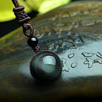 Generic Obsidian_ men's jewelry _item_ personality _influx_of_ men man boy Korean fashion accessories chain pendant necklace Natural