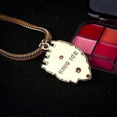 Generic Lionhead_ new European diamond crown pendant necklace gold-plated _791_ men man boy _neutral