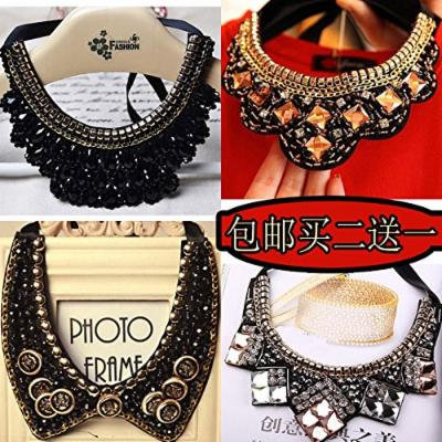 Generic short _paragraph_ clavicle _exaggerated_ diamond pendant necklace Korea fashion clothing _fake_ collar decorative accessories women girl fashion