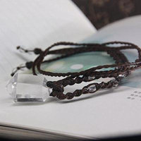 Generic Natural crystal White crystal _boules_cylindrical_ pendant necklace _pure_wax_line_ handmade