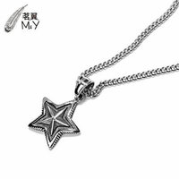 Generic _ steel men man boy _pentagram_ pendant necklace _Japan_and_South_ Korea long _section_ retro _domineering_ personality _influx_of_ people fashion accessories