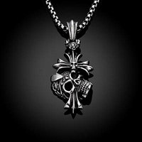 Generic Korea retro pendant necklace ornaments personality long _paragraph_ men's _domineering_ steel pendant necklace _influx_of_ man boy men jewelry accessories