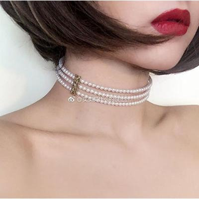 Generic Japan_``disarray``_ design er_ handmade pearl collar necklace pendant _triple_consecutive_k