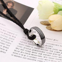 Generic Boys_and_ girls _of_ steel lettering couple ring necklace pendant _one_ pair _of_ Korean fashion accessories clothing accessories