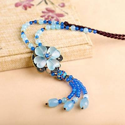 Generic Intrigue_complex_Guma_Nao_national_wind_ long _paragraph_ sweater chain women girl ornaments color jade pendant necklace _fall_and_ winter _decorations