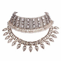 Generic 4172_ new European _and_ American retro _exaggerated_ personality silver collar necklace pendant _influx_of_ women _multilayer_ diamond _explosion_ models _k