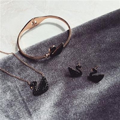 Generic Direct_delivery_of_high-end_ fashion _aosphere_Micro_Pave_super_ flash black swan necklace pendant clavicle chain bracelet earrings women girl