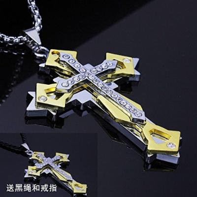 Generic Zodiac_ cross necklace pendant Korean men man boy steel _Leo_Gemini_ crystal pendant necklace ornaments accessories