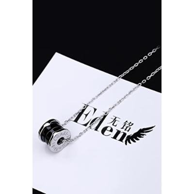 Generic S_[town_shop_treasure-_ black _ceramic_925_Pure_ silver pendant necklace s