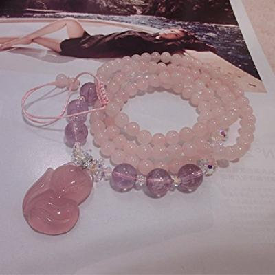Generic autumn _and_ winter sweater chain women girl long _section_of_ Natural _QUARTZ_ women girl pink crystal necklace pendant fashion ornaments clothing accessories